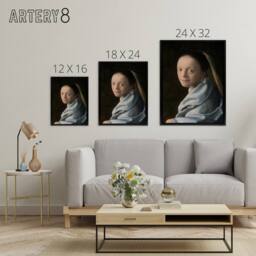 "Artery8 Study of a Young Woman Vermeer Vintage Black Framed Canvas Wall Art - Size: W12"" x H16""" - thumbnail 4