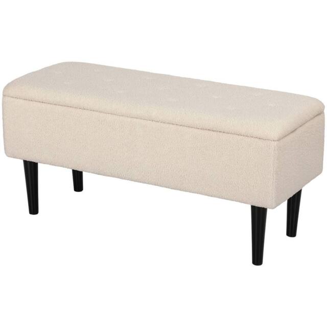 "Kelvenix Cream White 15"" Modern Ottoman Storage Box - Size: 0.6m2" - image 1