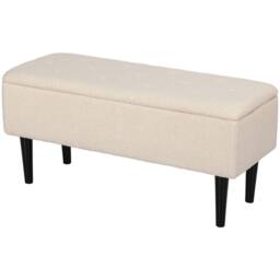 "Kelvenix Cream White 15"" Modern Ottoman Storage Box - Size: 0.6m2" - thumbnail 1