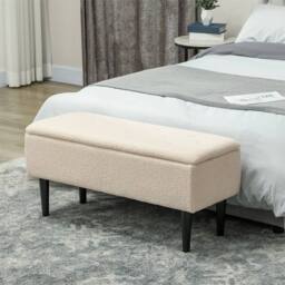 "Kelvenix Cream White 15"" Modern Ottoman Storage Box - Size: 0.6m2" - thumbnail 4