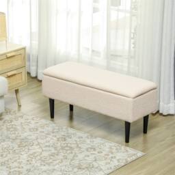 "Kelvenix Cream White 15"" Modern Ottoman Storage Box - Size: 0.6m2" - thumbnail 5