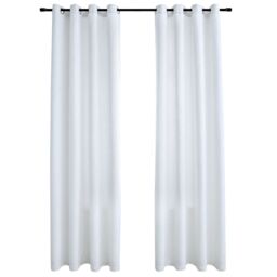 Berkfield Home Blackout Curtains with Metal Rings 2 pcs Off-White 140x225 cm in White - thumbnail 2