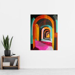 "Artery8 Arch Corridor Vibrant Colourful Abstract Painting Wall Art Print - Size: W24"" x H32""" - thumbnail 4