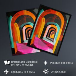 "Artery8 Arch Corridor Vibrant Colourful Abstract Painting Wall Art Print - Size: W24"" x H32""" - thumbnail 2