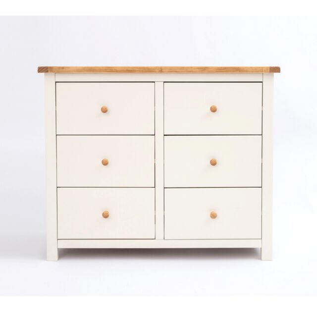 Cabinet Bits Maggiori 6 Drawer Chest of Drawers Wood Knob in Off-White - image 1