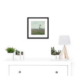 Artery8 Claude Monet Poppy Field Painting 8X8 Inch Square Wooden Framed Wall Art Print Picture with Mount in Black - thumbnail 2