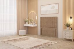 "Somnior Alexas Divan Bed Base with 54"" Floor Standing Headboard Plush Velvet in Beige - Size: Small Single" - thumbnail 5