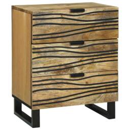 Berkfield Home Modern Bedside Cabinet - 50x33x60 cm Solid Mango Wood in Brown - Size: 50 x 33 x 60 cm - thumbnail 2