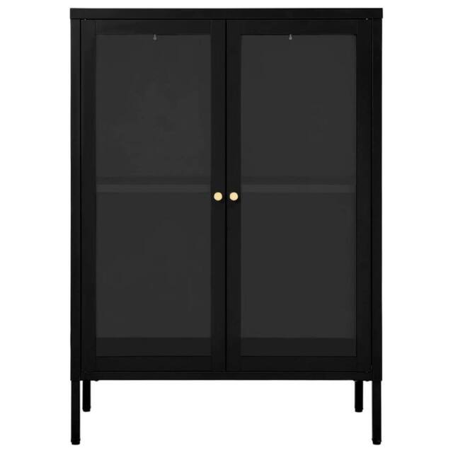 Berkfield Home Sideboard Black 75x35x105 cm Steel & Glass - Size: 75 x 35 x 105 cm - image 1