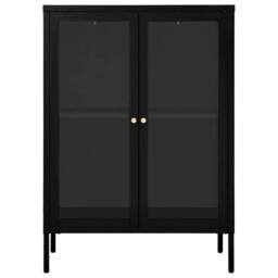 Berkfield Home Sideboard Black 75x35x105 cm Steel & Glass - Size: 75 x 35 x 105 cm