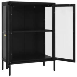 Berkfield Home Sideboard Black 75x35x105 cm Steel & Glass - Size: 75 x 35 x 105 cm - thumbnail 6