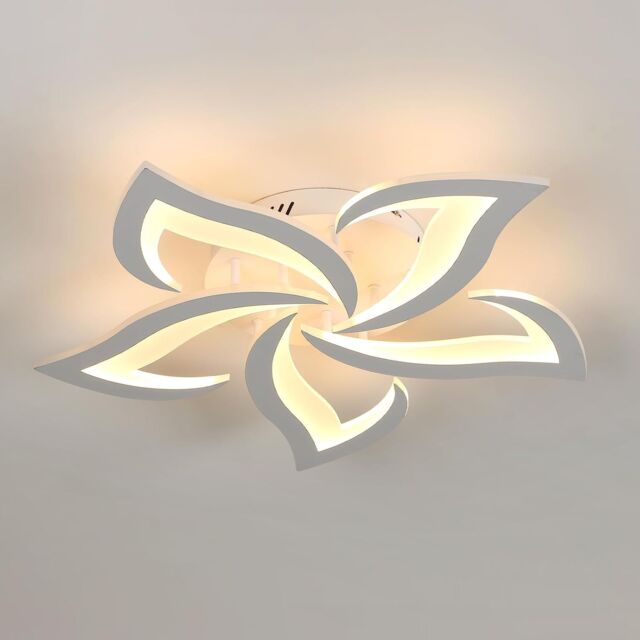 Pheashine Modern White 5-Petal LED Ceiling Light 60W 3000K 58x58cm Warm White - Size: 58x58 cm - image 1