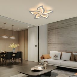 Pheashine Modern White 5-Petal LED Ceiling Light 60W 3000K 58x58cm Warm White - Size: 58x58 cm - thumbnail 6