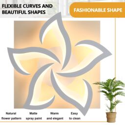 Pheashine Modern White 5-Petal LED Ceiling Light 60W 3000K 58x58cm Warm White - Size: 58x58 cm - thumbnail 5