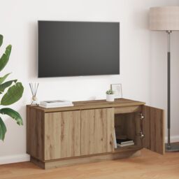 Berkfield Home TV Cabinet Artisan Oak 100x38x49 cm Engineered Wood in Brown - Size: 100 x 38 x 49 cm - thumbnail 1