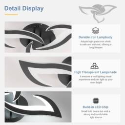 Goeco LED Flower Ceiling Light, 36W, Modern Ceiling Light 6500K for Bedroom in Black - thumbnail 6