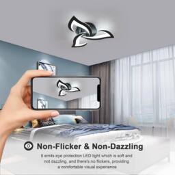 Goeco LED Flower Ceiling Light, 36W, Modern Ceiling Light 6500K for Bedroom in Black - thumbnail 7