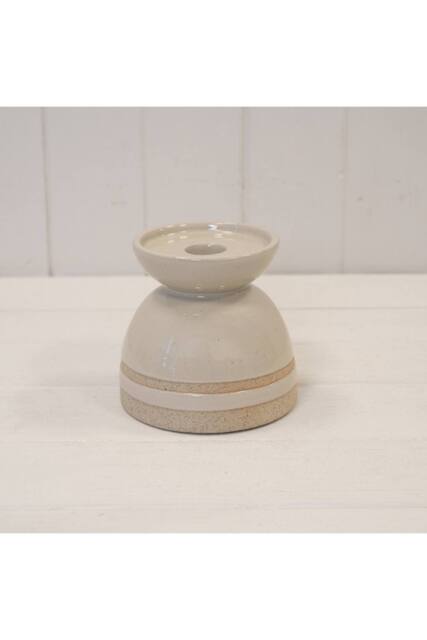 KDMD Taupe Glazed Candle Holder with Unglazed Design - image 1