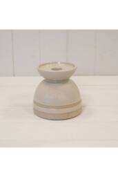 KDMD Taupe Glazed Candle Holder with Unglazed Design - thumbnail 1