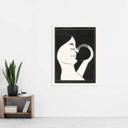 "Artery8 Mother & Child Stylised Painting De Mesquita Wall Art Poster Print in Black - Size: W18"" x H24""" - thumbnail 4