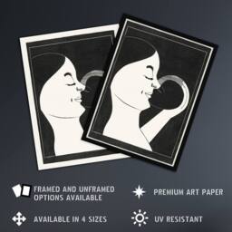 "Artery8 Mother & Child Stylised Painting De Mesquita Wall Art Poster Print in Black - Size: W18"" x H24""" - thumbnail 2