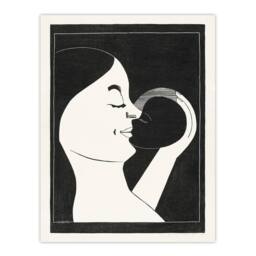 "Artery8 Mother & Child Stylised Painting De Mesquita Wall Art Poster Print in Black - Size: W18"" x H24""" - thumbnail 1