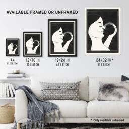 "Artery8 Mother & Child Stylised Painting De Mesquita Wall Art Poster Print in Black - Size: W18"" x H24""" - thumbnail 3