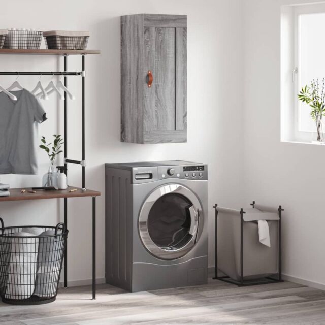 Berkfield Home Wall Mounted Cabinet Grey Sonoma 34.5x34x90 cm Engineered Wood - image 1