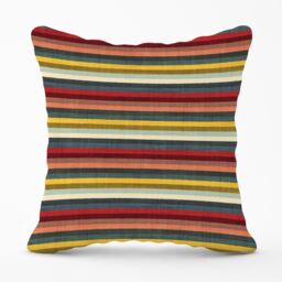 Warren Reed - Designer Multicolour Striped Brish Pattern Outdoor Cushion in Green - Size: 60 cm x 60 cm - thumbnail 1