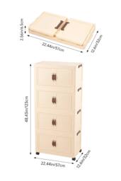Living and Home Foldable 4-Tier Rolling Storage Cabinet with Magnetic Doors in Cream - thumbnail 4