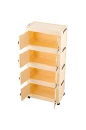 Living and Home Foldable 4-Tier Rolling Storage Cabinet with Magnetic Doors in Cream - thumbnail 8