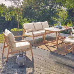 sweeek 7-seater Garden Lounge In Acacia Wood in Beige - thumbnail 4