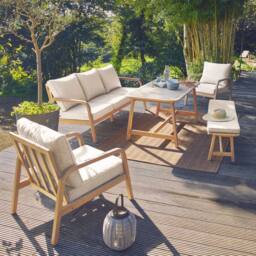 sweeek 7-seater Garden Lounge In Acacia Wood in Beige - thumbnail 1