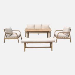 sweeek 7-seater Garden Lounge In Acacia Wood in Beige - thumbnail 2