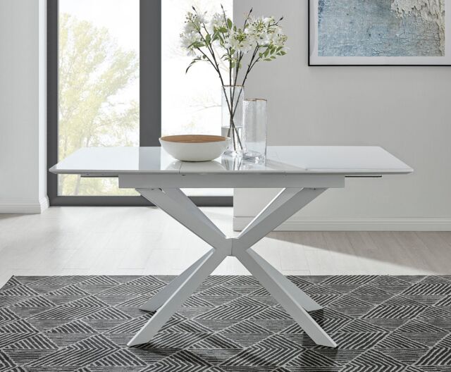 FurnitureboxUK Lira 100cm Rectangular Extending High Gloss 4-6 Seat Dining Table in White - image 1