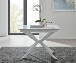 FurnitureboxUK Lira 100cm Rectangular Extending High Gloss 4-6 Seat Dining Table in White - thumbnail 4