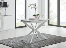 FurnitureboxUK Lira 100cm Rectangular Extending High Gloss 4-6 Seat Dining Table in White - thumbnail 2