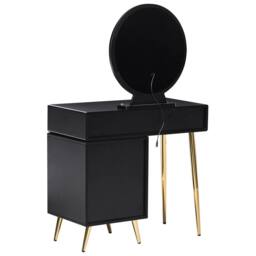 Wyld and Coco Glam Dressing Table Black and Gold - MDF 6 Drawers LED Mirror - thumbnail 6
