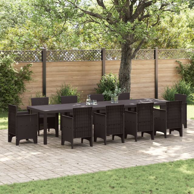 Berkfield Home Garden Table Brown 350x100x73 cm Poly Rattan - Size: 350 x 100 x 73 cm - image 1