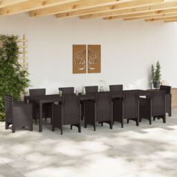 Berkfield Home Garden Table Brown 350x100x73 cm Poly Rattan - Size: 350 x 100 x 73 cm - thumbnail 3