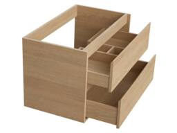 Vente-unique Bathroom Unit With Stone Countertop Basin - Oak Veneer - 80 Cm in Light Oak - thumbnail 7