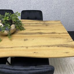 KOSY KOALA Wooden Dining Table with 4 Black Velvet Chairs, Stylish Dining Room Furniture in Brown - thumbnail 7