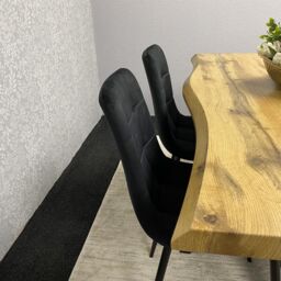KOSY KOALA Wooden Dining Table with 4 Black Velvet Chairs, Stylish Dining Room Furniture in Brown - thumbnail 5