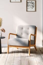 Living and Home 65 cm W x 77 cm D x 75cm H Wooden Frame Sofa Button Upholstered Armchair in Grey