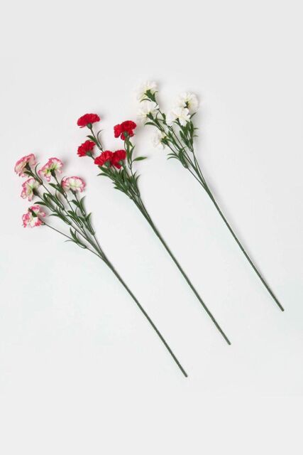 Homescapes Pink Artificial Carnation Spray Single Stem Set of 3, 55cm - image 1