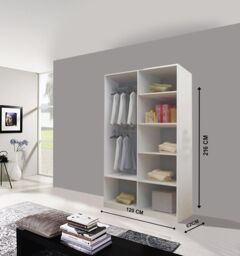 OLYMPIA FURNITURE Milan 120cm Sliding Mirror Door Wardrobe With Hanging Rails & Shelves Available In 4 Colour in White - Size: 120 cm - thumbnail 2