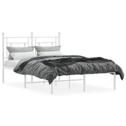 Berkfield Home Metal Bed Frame without Mattress with Headboard White 120x190cm - Size: 120x190 cm - thumbnail 3