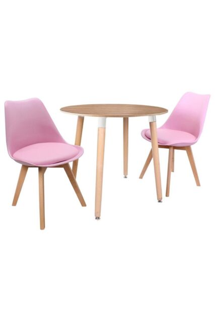 Life Interiors 'Round Lorenzo' Dining Set with a Table & Chairs Set of 2 in Pink - image 1