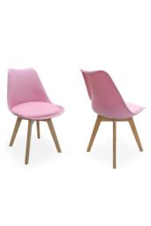 Life Interiors 'Round Lorenzo' Dining Set with a Table & Chairs Set of 2 in Pink - thumbnail 3