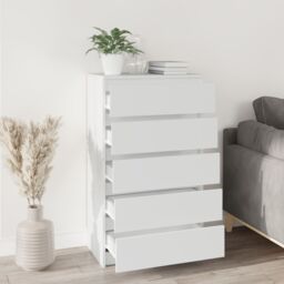 Berkfield Home Drawer Cabinet White 60x36x103 cm Engineered Wood - Size: 60 x 36 x 103 cm - thumbnail 3
